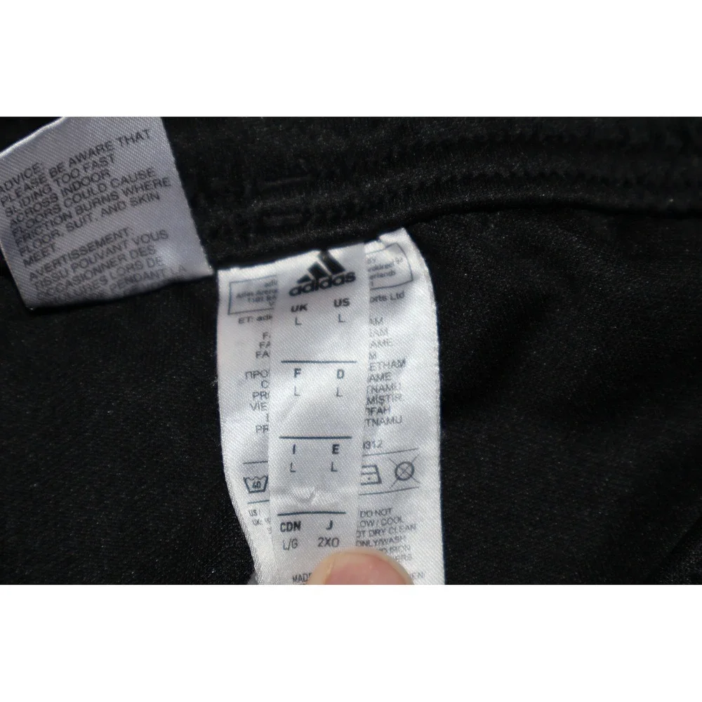 Adidas Track Pants Mens Large Black Reflective Gold 3-Stripe Ankle Zip Joggers